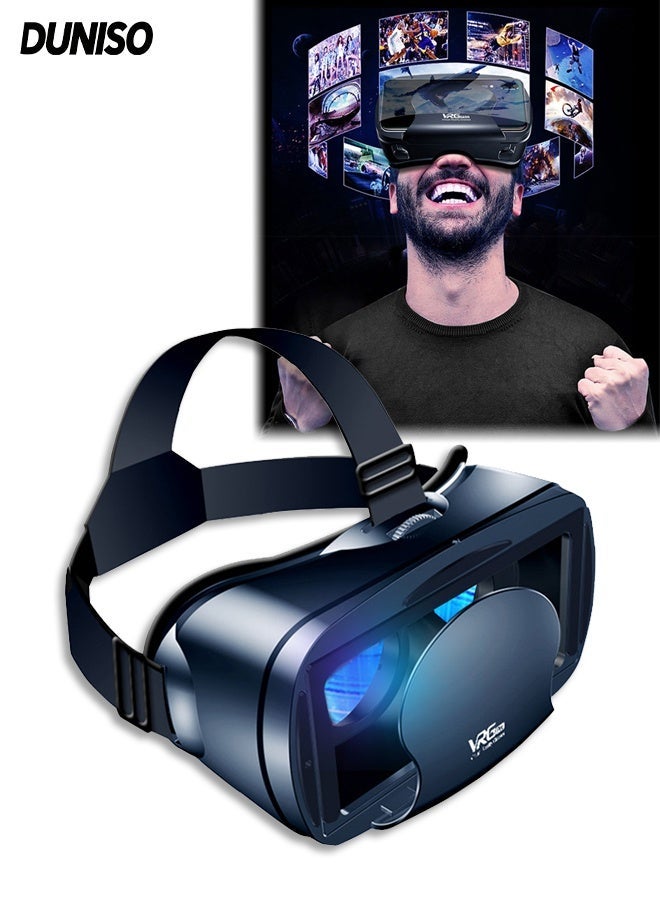 DUNISO نظارات الواقع الافتراضي VR، نظارات VR قابلة للتعديل للتلفاز والأفلام وألعاب الفيديو، تصميم مريح، تدعم الهواتف الذكية بحجم 5-7 إنش - Image 1